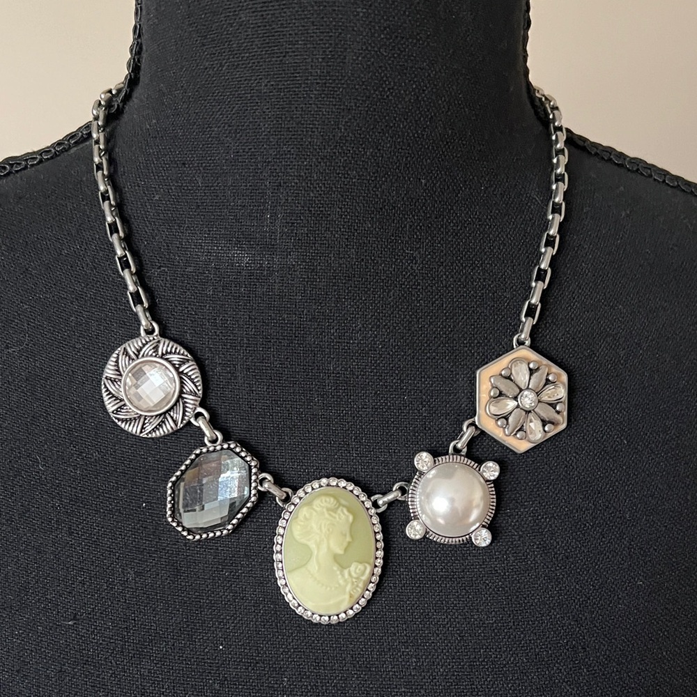 Lia Sophia Silver and Cream Cameo Necklace